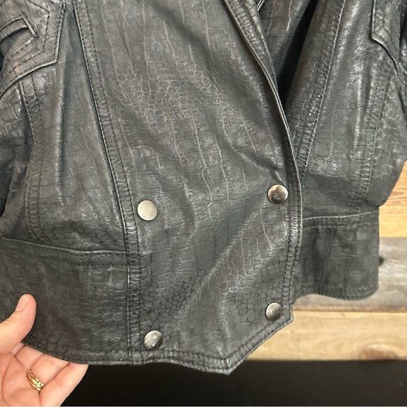 Winlit Vintage Black genuine Leather 80’s Women’s Jacket Small Shoulder Pads - Picture 8 of 8